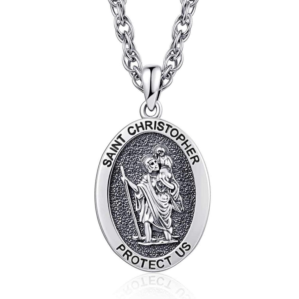 [Australia] - Saints Christopher Necklace/Saint Michael Necklace S925 Sterling Silver Pendant"Protect Us for Women Men With Stainless Steel Chain 55cm(20+2inch) Saints Christopher Necklace 