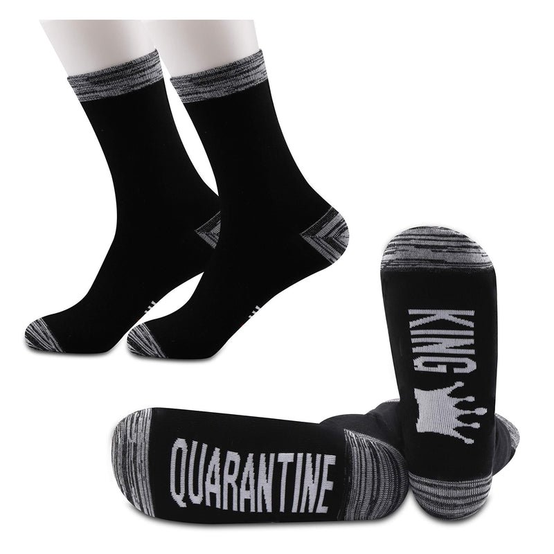 [Australia] - PYOUL 2 Pairs Quarantine Socks Quarantine Gift Funny Socks Quarantine Queen/King Socks Quarantine King 