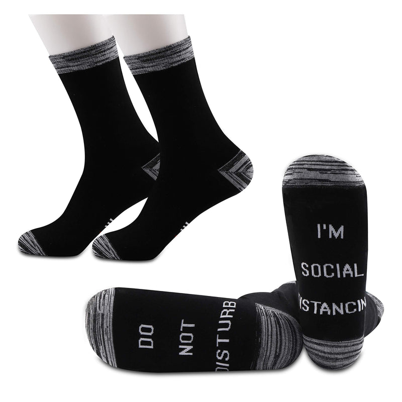 [Australia] - PYOUL 2 Pairs Quarantine socks Social Distancing Gift Do Not Disturb I'm Social Distancing Socks 