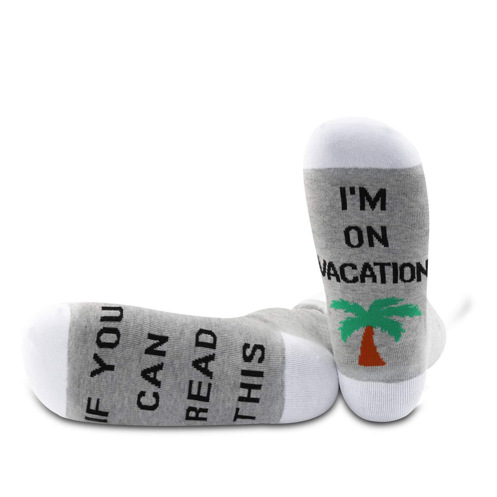 [Australia] - PYOUL Summer Lover Gift Travel Lover Socks Vacation Idea Gift If You Can Read This I’m On Vacation Socks 
