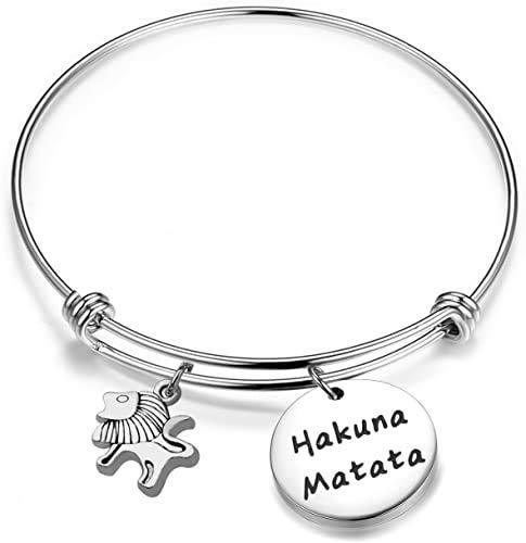 [Australia] - Hakuna Matata No Worries Bracelet Inspirational Gift Lion Charm Bangle Bracelet for Her Hukuna Matata Bracelet 