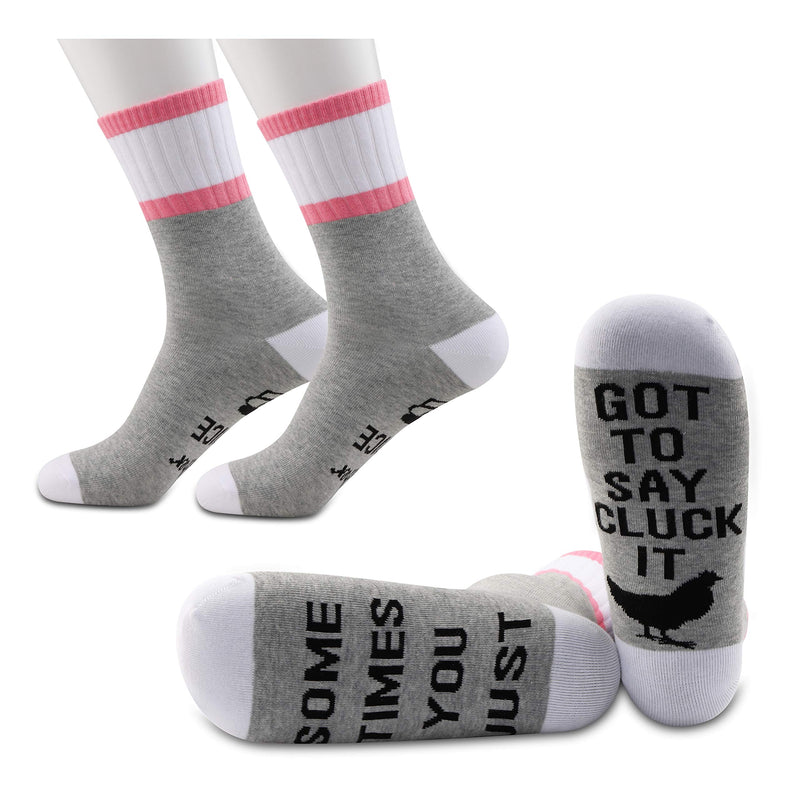 [Australia] - PYOUL 2 Pairs Chicken Socks Funny Sarcastic Gift Some Times You Just Got To Say Cluck It Socks 