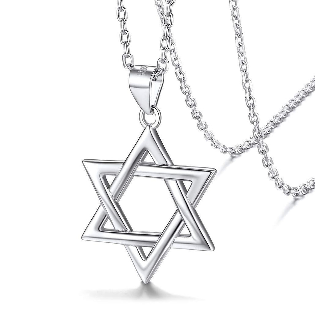 [Australia] - Silvora Sterling Silver Star of David Pendant Necklace with 22 in Rolo Chain Megan Cross Jewelry for Women 