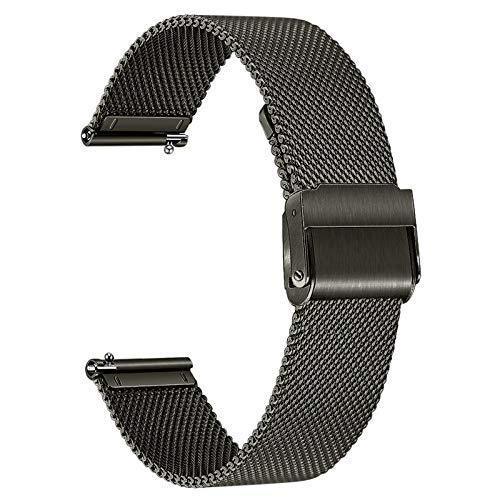 [Australia] - TRUMiRR Replacement for Fossil Men's Gen 5 Carlyle/Fossil Women's Gen 5 Julianna Watch Strap, 22mm Mesh Woven Stainless Steel Watch Band Quick Release Strap for Fossil Women's Gen 5 Julianna Smoke 