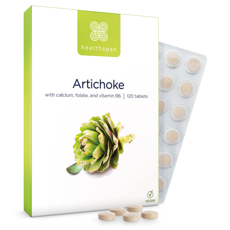 [Australia] - Healthspan Artichoke Extract 360mg (120 Tablets) | High Strength Vegan Artichoke Tablets with 7.2mg of Cynarin | with Calcium, Folate & Vitamin B6 | Supports Digestive Health | Vegan 
