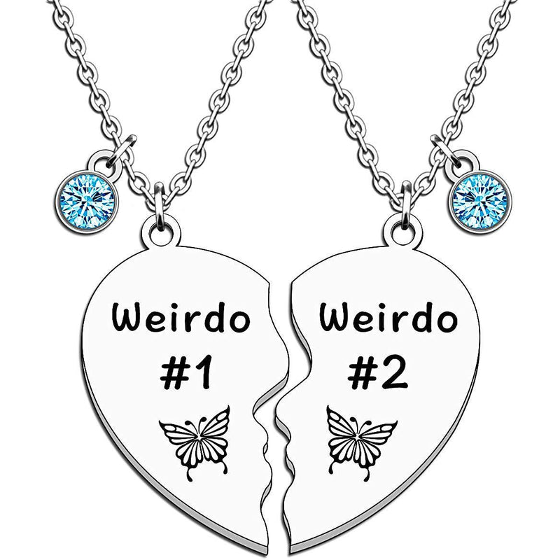 [Australia] - JMIMO Best Friends Necklace Friendship Gift BFF Women's Fashion Jewelry Necklace Good Friends Heart-shaped Splicing Necklace Weirdo 1 Weirdo 2 (2 Pcs) 