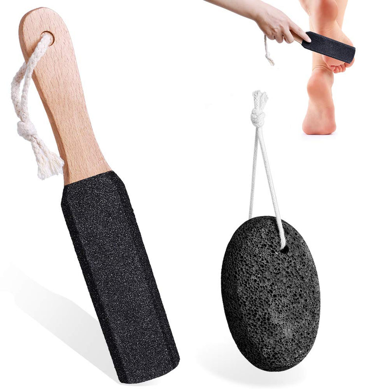 [Australia] - Natural Pumice Stones for Feet, Premium Exfoliator & Foot File,Foot File Callus Remover Foot Cracked Heels,Dead Skin,Hard Skin (Black) Black 