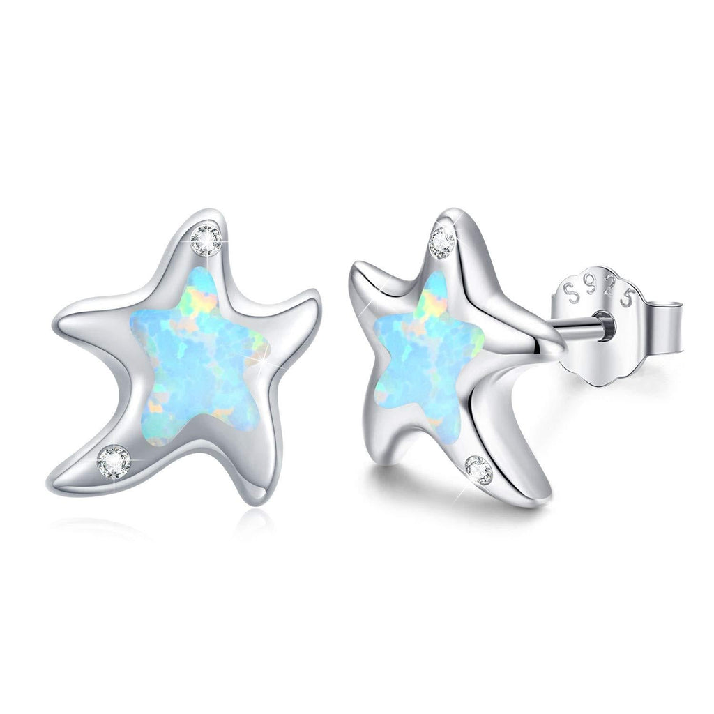 [Australia] - Star Stud Earrings for Women, 925 Sterling Silver Opal Star Earrings Tiny Small Hypoallergenic Earrings Jewelry Gifts for Women Girls 