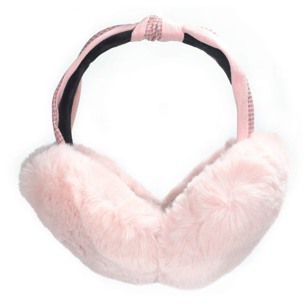 [Australia] - ZLYC Womens Winter Outdoor Faux Fur EarMuffs Foldable Big Ear Warmers Bowknot Pink 