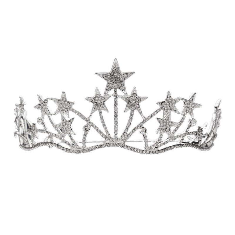 [Australia] - FRCOLOR Silver Crown for Women,Star Bridal Headband Pageant Queen Crown Bridal Headpieces Rhinestone Headband 