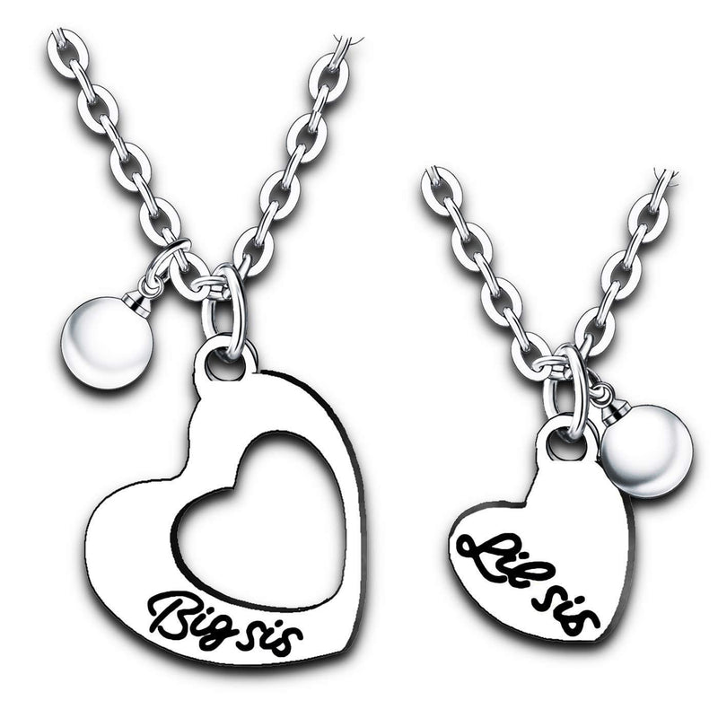[Australia] - Big Sis Lil Sis Necklaces Set for 2 Big Sister Little Sister Necklace Chain Bff Best Friends Gifts Heart Necklace Set Friendship Jewellery Big Sis Lil Sis Style1 