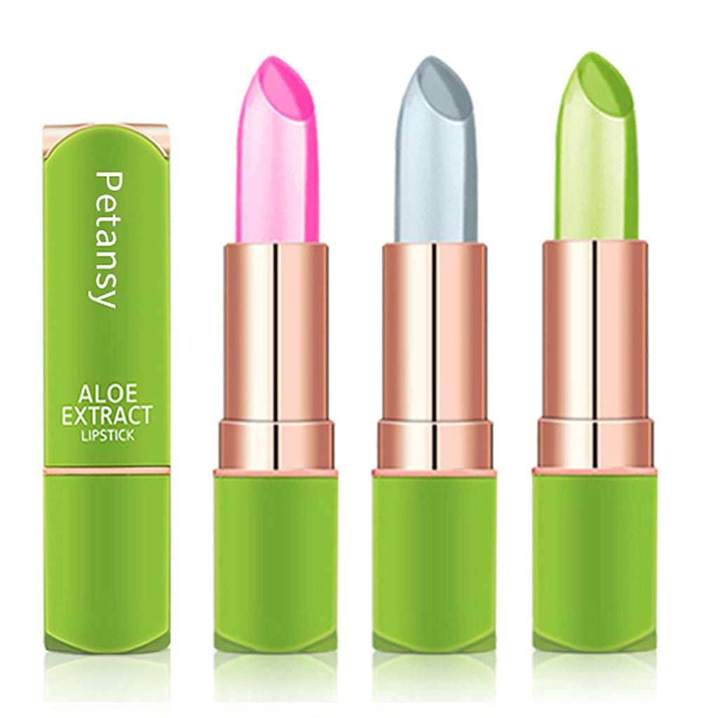 [Australia] - Petansy 3 Packs Aloe Vera Lipstick , Lips Moisturizer Long Lasting Nutritious Lip Balm Magic Temperature Color Change Lip Gloss-Set(A) 