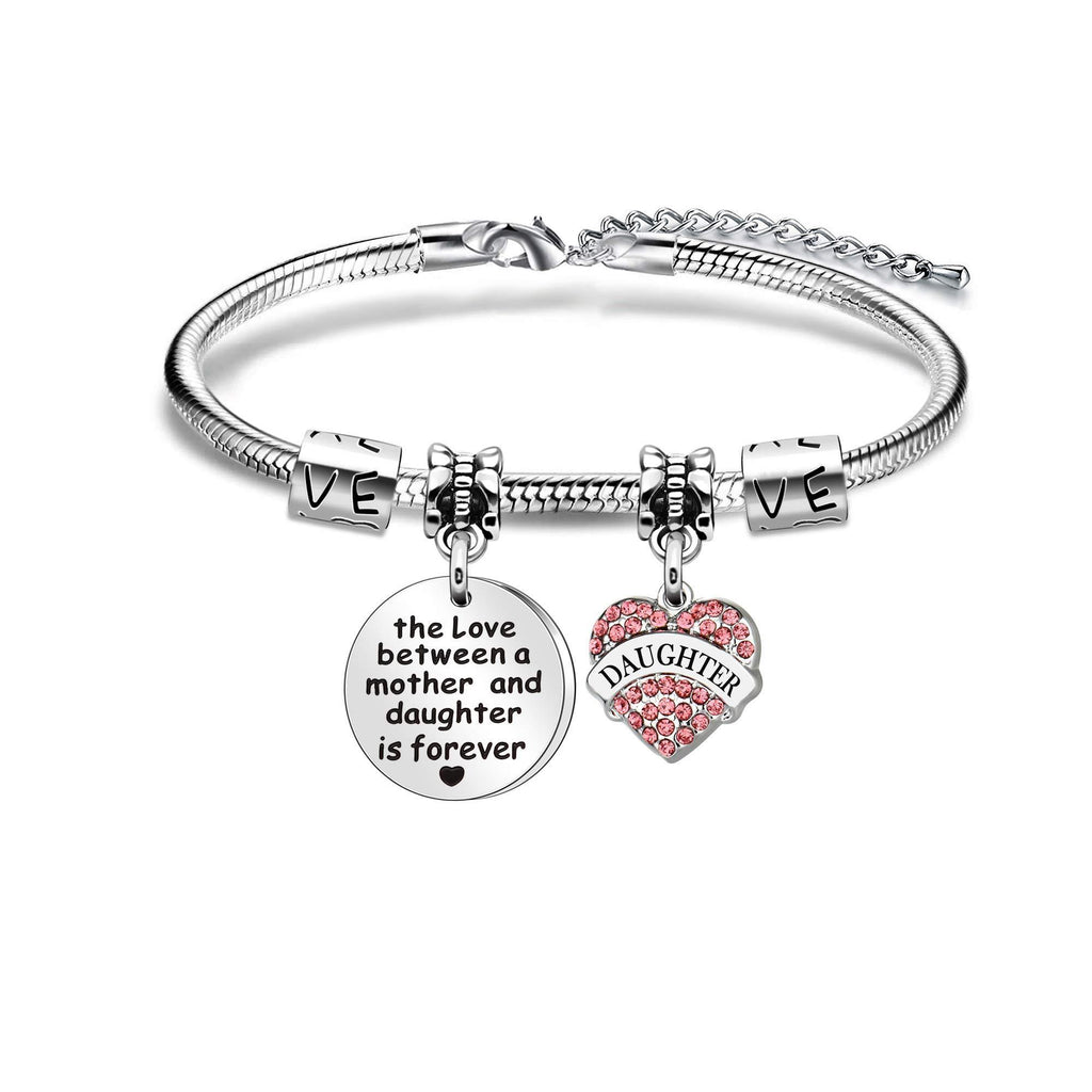 [Australia] - Daughter Gift Daughter Bracelet from Mum Mother Crystal Heart Pendant Bracelet -The Love Between A Mother And Daughter Is Forever 