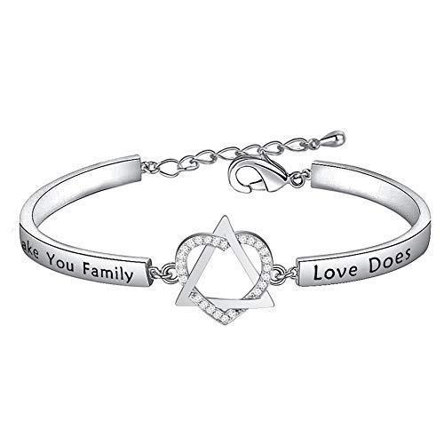 [Australia] - Adoption Jewelry Adoption Symbol Heart Triangle Charm Bracelet DNA Doesn't Make You Family Love Does Adoption Jewelry Gift for Stepmom Foster Mom Silver 