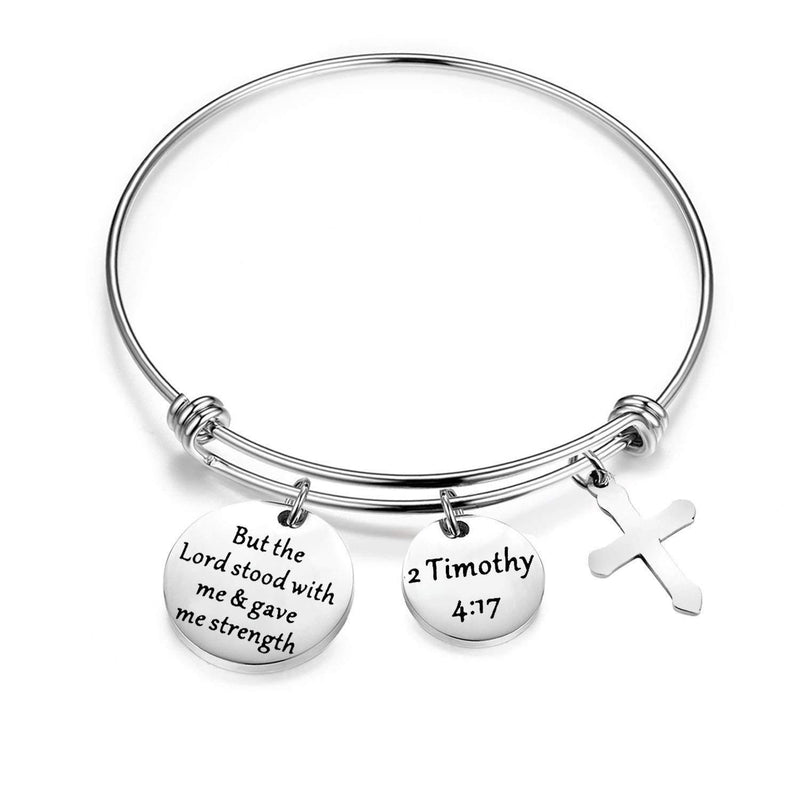 [Australia] - MYSOMY Bible Verse Bracelet/Keychain Inspirational Christian Jewelry Christening Gift Baptism Gift But The Lord Stood with Me & Gave Me Strength Lord Stood 4:17 br 