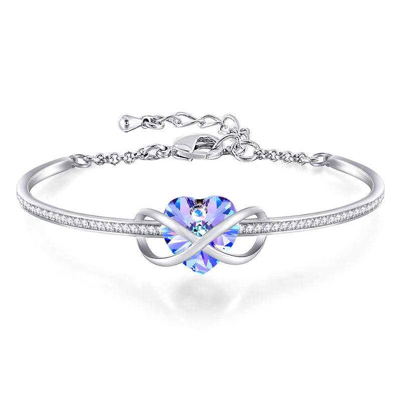 [Australia] - GEORGE · SMITH Silver Bracelets for Women Infinity Heart Womens Bracelets Bangle With 5A Cubic Zirconia- Ladies Jewellery Gifts for Mum Wife Friend Birthday Wedding Christmas 1-Purple 