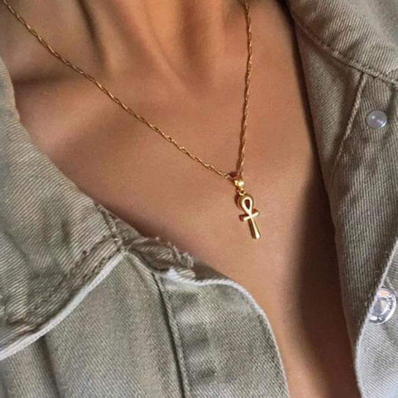 [Australia] - Yienate Bohemian Necklace with Simple Cross Pendant Fashion Necklaces Chain Jewelry for Women and Girls (Gold) Gold 