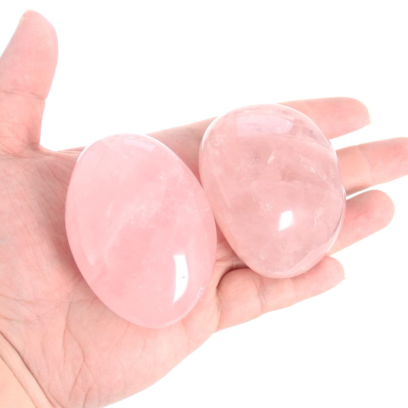 [Australia] - Orientrea Rose Quartz Palm Stone-2 Pcs Rose Quartz Pocket Energy Stone, Smooth Healing Crystal Worry Stone (Rose Quartz) 