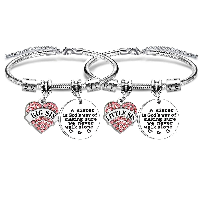 [Australia] - Crystal Sister Gift Bracelet for Sister Friends- A Sister Is God's Way of Making Sure We Never Walk Alone Bracelet Set for Sister Of 2 