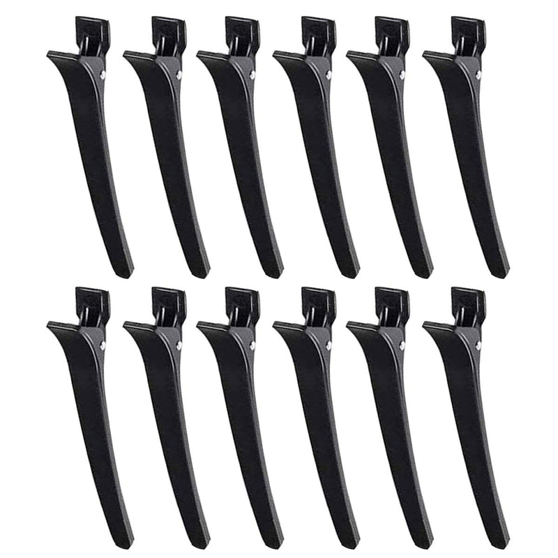 [Australia] - Ancoo 12 Pcs Sectioning Clips Hair Sectioning Clip Clamps Black Alligator Plastic Hairdresser Clips for Hairdressing Styling Salo,Style 1 