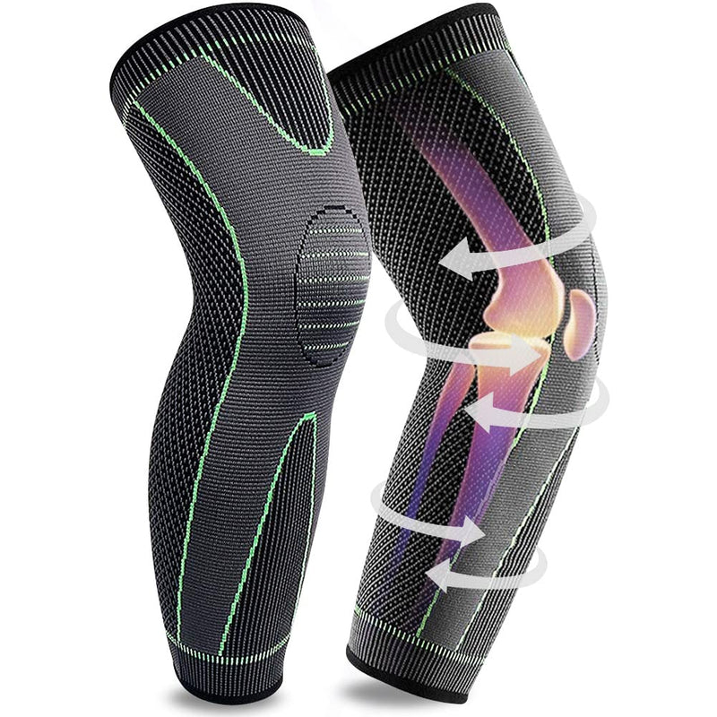 [Australia] - Beister 1 Pair Full Leg Compression Sleeves for Women & Men, Extra Long Leg & Calf Braces Knee Sleeve for Basketball, Football, Running, Working Out, Arthritis Green M 