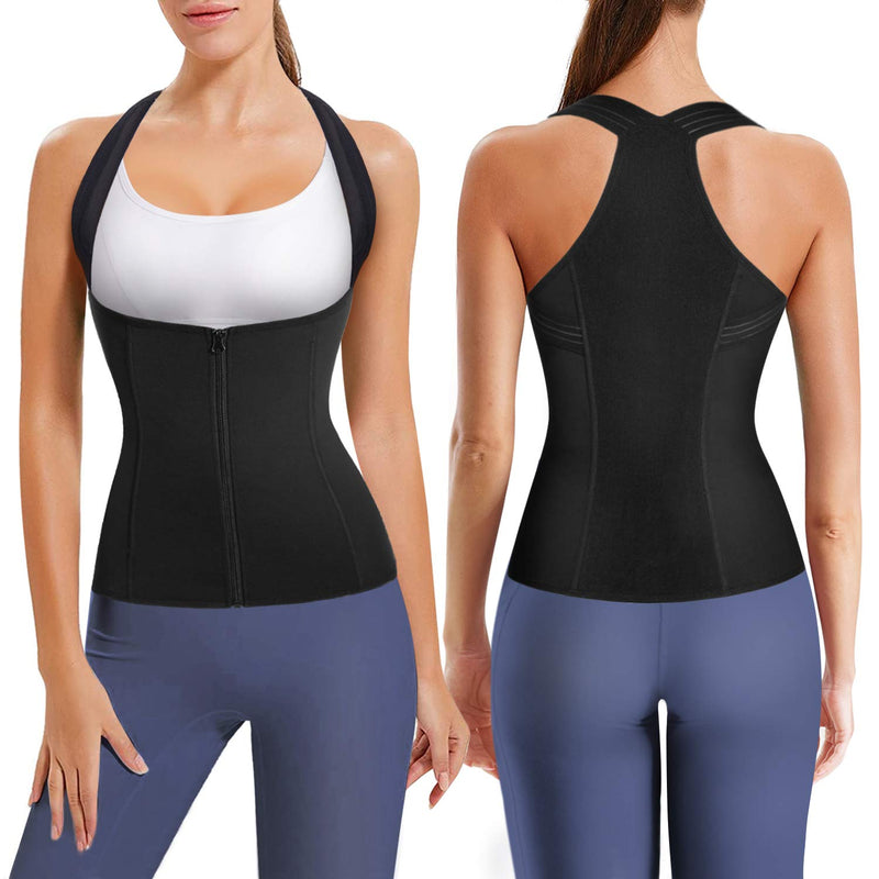 [Australia] - Gotoly Women's Back Braces Waist Trainer Vest Posture Corrector for Spinal Neck Shoulder Back Support Tummy Control Body Shaper Black XXL 