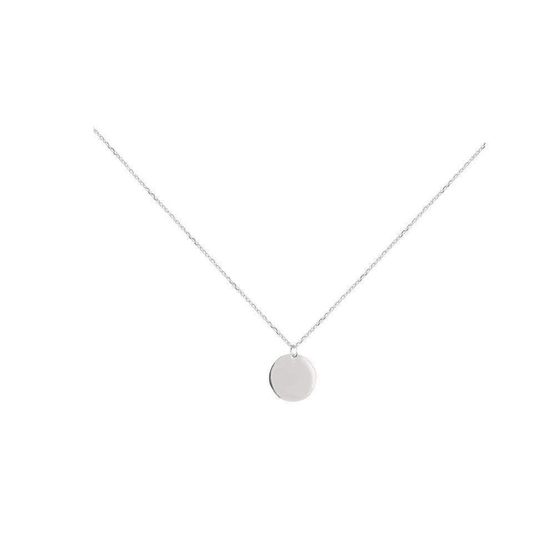 [Australia] - Round Gold Coin Pendant Necklace for Women Girls 925 Sterling Silver 18K Gold Plated Small Full Moon Minimalist Geometric Disk Circle Chain Delicate Choker Jewelry Best Friend Fashion Gifts 