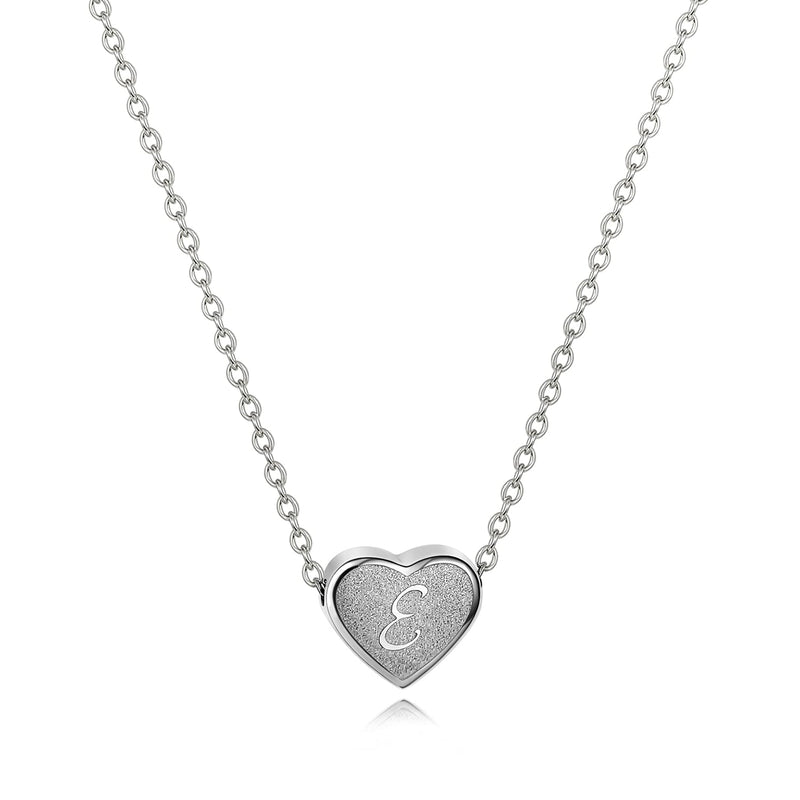 [Australia] - CHENGMEN Heart Initial Necklace 18K Gold Plated Dainty Letter A-Z Necklaces for Women Girls Silver E 