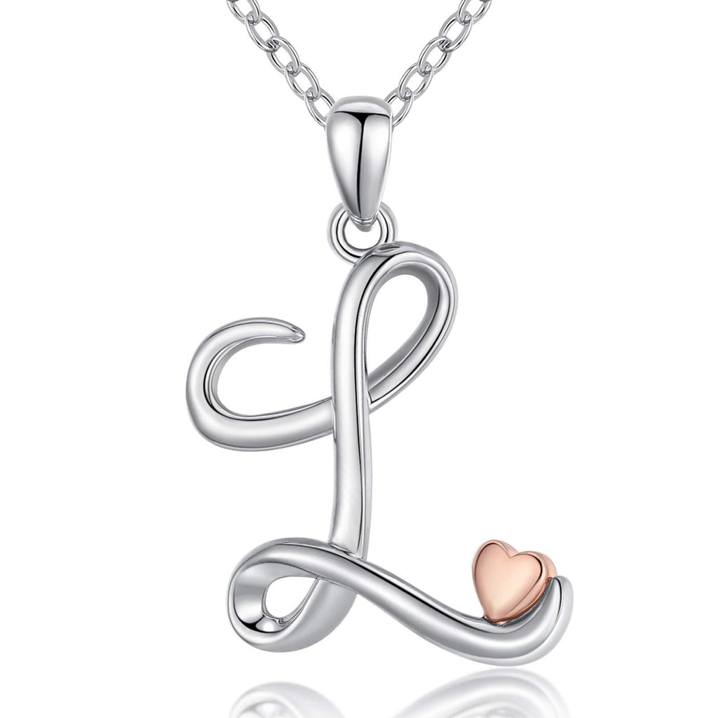 [Australia] - CELESTIA Initial Letters Necklace for Women Girls, Personalized 925 Sterling Silver Alphabet and Heart Pendant Jewellery A to Z Initial L 