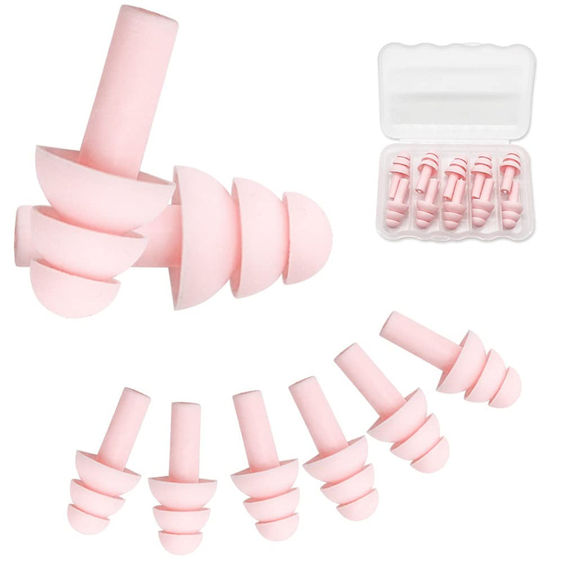 [Australia] - KSTEU 5 Pairs Ear Plugs,Earplugs for Sleeping Reusable Reduce Noise Cancellig,Waterproof Soft Foam Earplugs for Study,Work and Swimming (Pink) Pink 