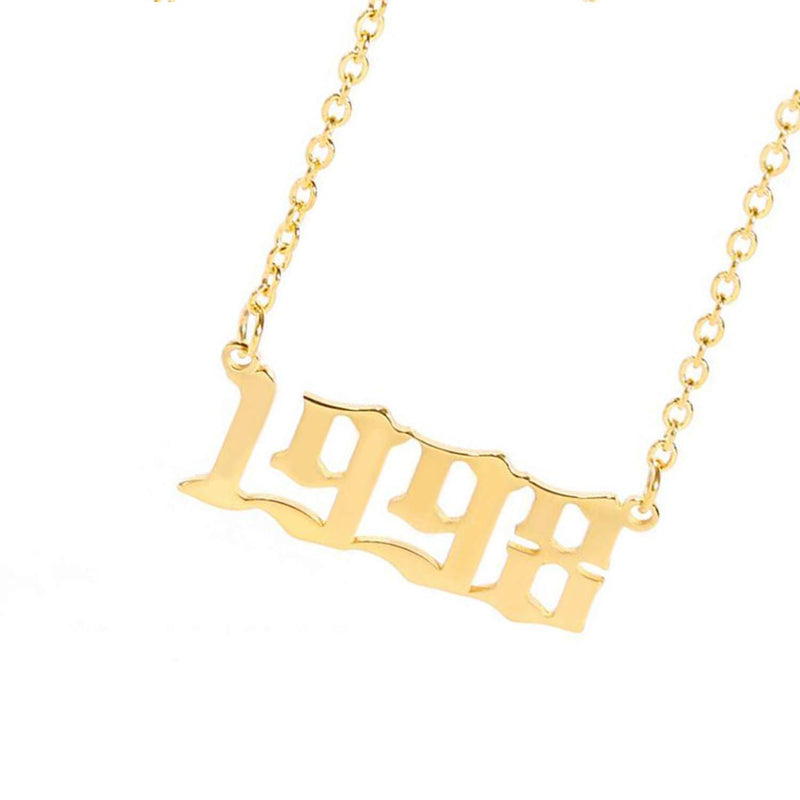 [Australia] - Birth Year Pendant Necklace,Gold Plated Necklace Personalized Women and Girls Birthday Gift Jewelry 1998 