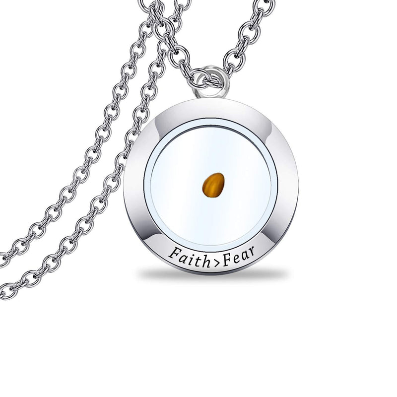 [Australia] - FOTAPP Christian Gift Faith Real Mustard Seed Pendant Necklace Let Your Faith Be Bigger Than Your Fear Religious Necklace Encouragement Necklace Faith>fear Necklace 