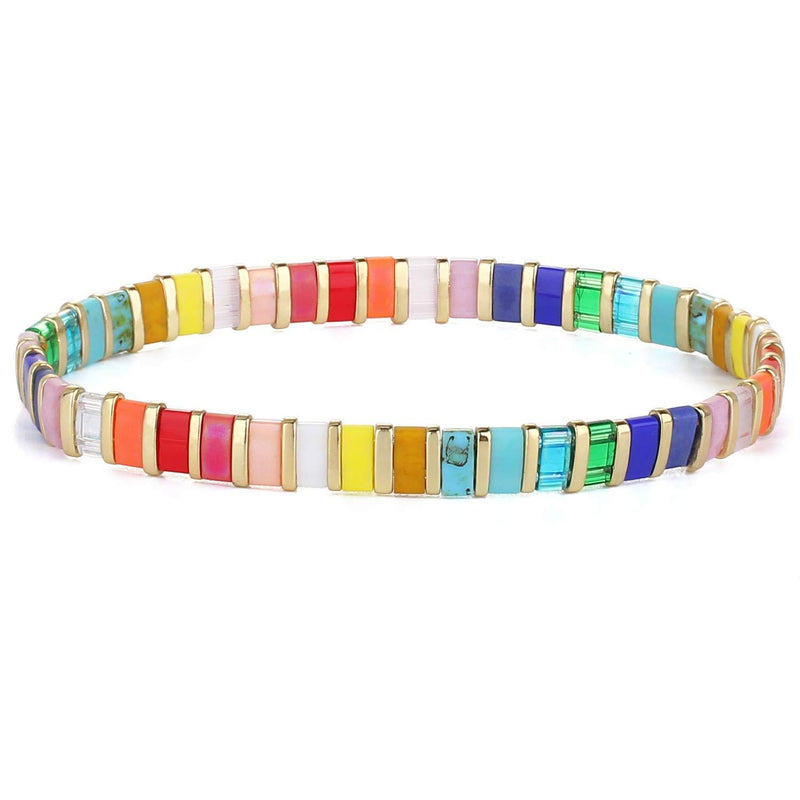 [Australia] - KELITCH Stretch Bracelets Mixed Tila Seed Beaded Bracelets Lucky Jewelry for Women Lovers 06b 