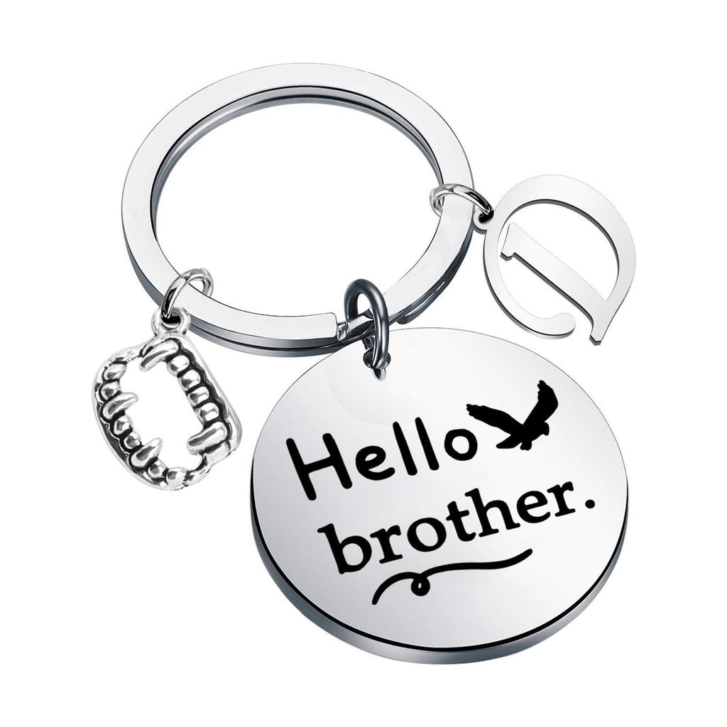 [Australia] - MYSOMY The Vampire Diaries Jewelry Damon Salvatore Inspired Gift Hello Brother Keychain Vampire Fans Gift Hello Brother--D key 