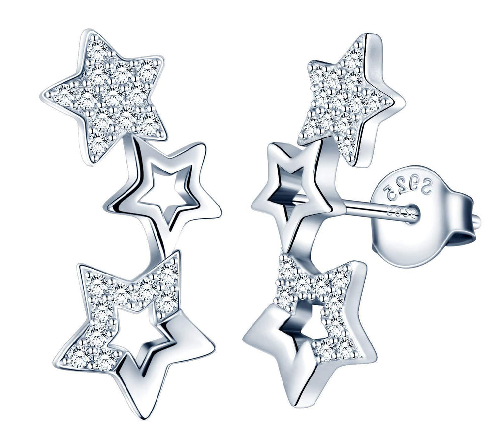 [Australia] - MicLee Woman's girl's Earrings, 925 Sterling silver star earrings, Shiny diamond meteor earrings studs, Inlaid zircon, elegant, gift for Birthday, Valentine's Day and Christmas 