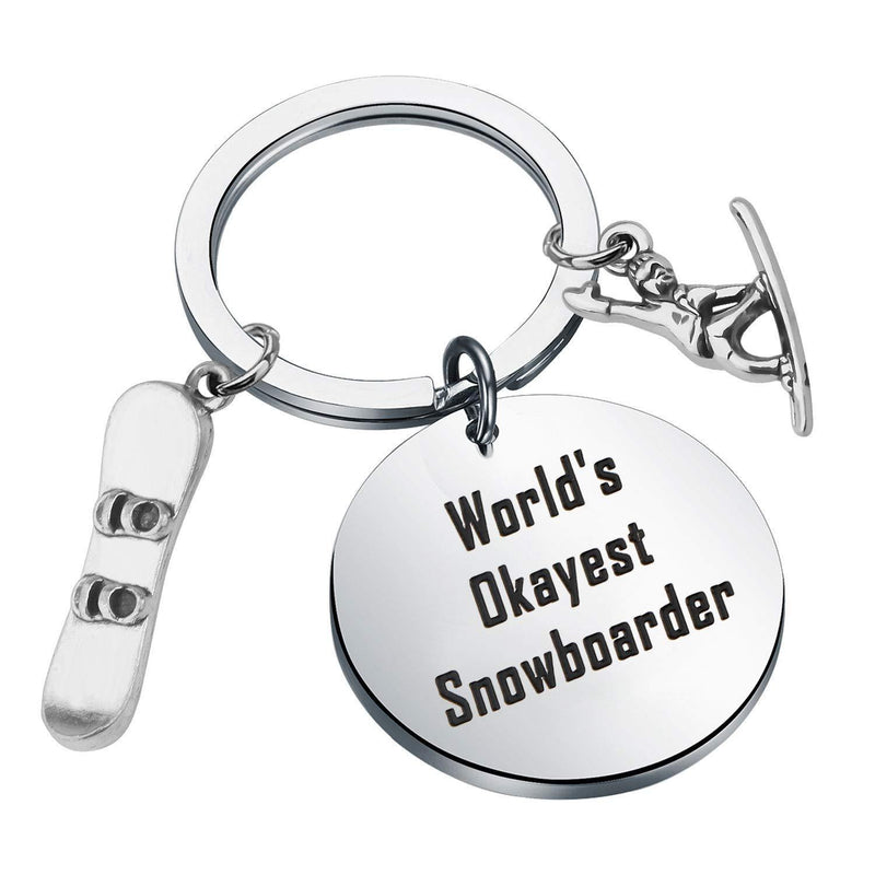 [Australia] - LBSBO Snowboarder Gift 3D Snowboard Charm World's Okayest Snowboarder Keychain Snowboarder Team Gift Snowboarder K 