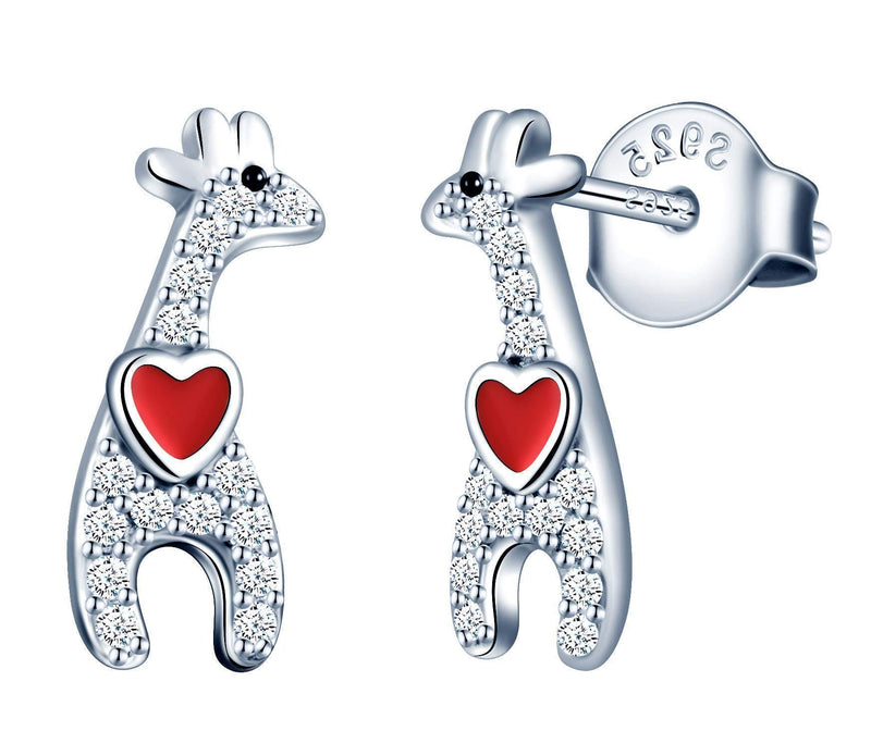 [Australia] - MicLee Woman's girl's Earrings, 925 Sterling silver earrings, mini giraffe earrings studs, cute and elegant, Inlaid zircon, gift for Birthday, Valentine's Day and Christmas 