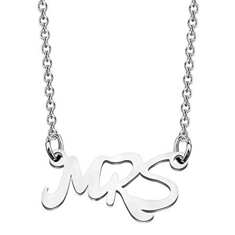 [Australia] - Mrs Necklace for Women Wedding Anniversary Gift for Her Just married Wedding Jewelry Bridal Shower Gift for Her Mother’s Day Gift for Mom Grandmother Silver 