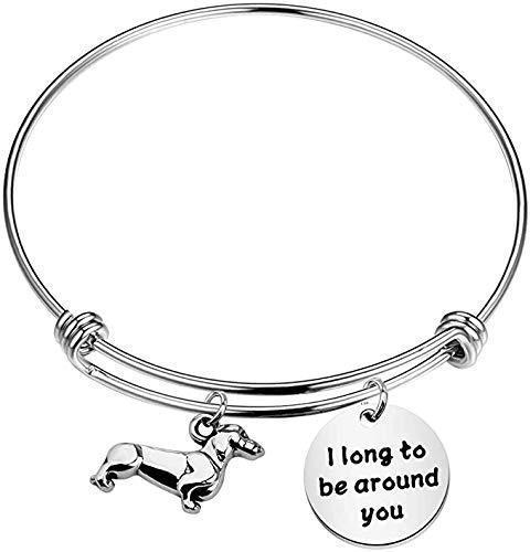 [Australia] - Dachshund Bracelet Doxie Dog Jewelry I Long To Be Around You Wiener Dog Pet Owner Gift For Dachshund Lover Be Around Bracelet 