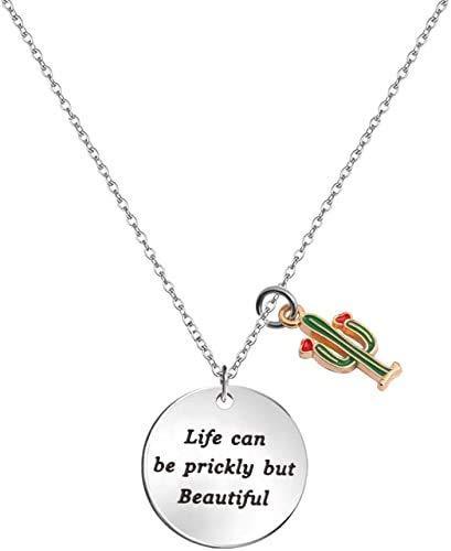 [Australia] - Cactus Necklace Saguaro Cactus Charm Necklace Life Can Be Prickly But Beautiful Inspirational Necklace Gift for Her Friendship Desert Jewelry Saguaro Necklace 