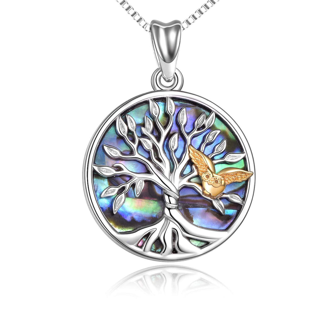 [Australia] - Tree of Life Necklace Sterling Silver Family Tree Pendant Necklace with Owl Jewellery Birthday Christmas Gifts for Women Mum Daughter Girlfriend Sister Golden 