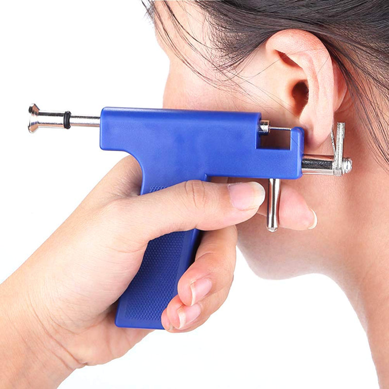 [Australia] - Stainless Steel Body Piercing Tool Kit Professional Ear Nose Navel Piercing Machine with 98 Pcs Ears Studs Tools Earring Stoppers 