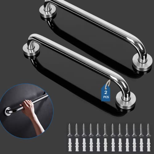 [Australia] - 2 Pack Anti Slip Safety Support Stainless Steel Grab Rails-12 Inch Stainless Steel Grab Bars for Bathroom, Hand Rails for Handicap, Elderly, Disabled, Senior 12" 