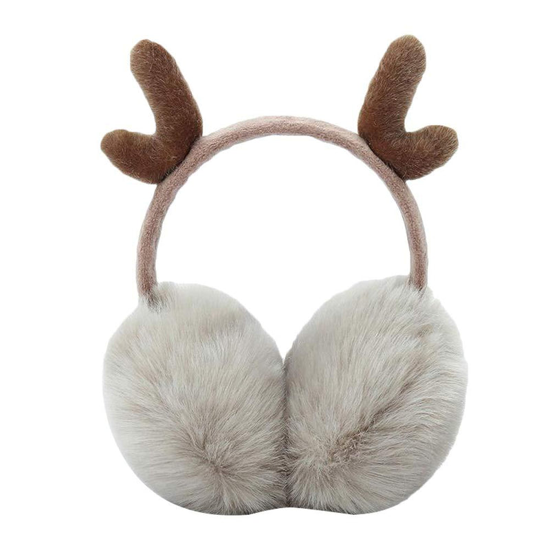 [Australia] - SEDEX Ear Muffs Women Girls Men Skiing Accessories Fluffy Foldable Polar Fleece Fabric Knitted Unicorn Kids Adults Earmuffs Thermal Ear Warmer Protection from Wind Baby Ladies Gift for Winter Adult-elk-khaki 