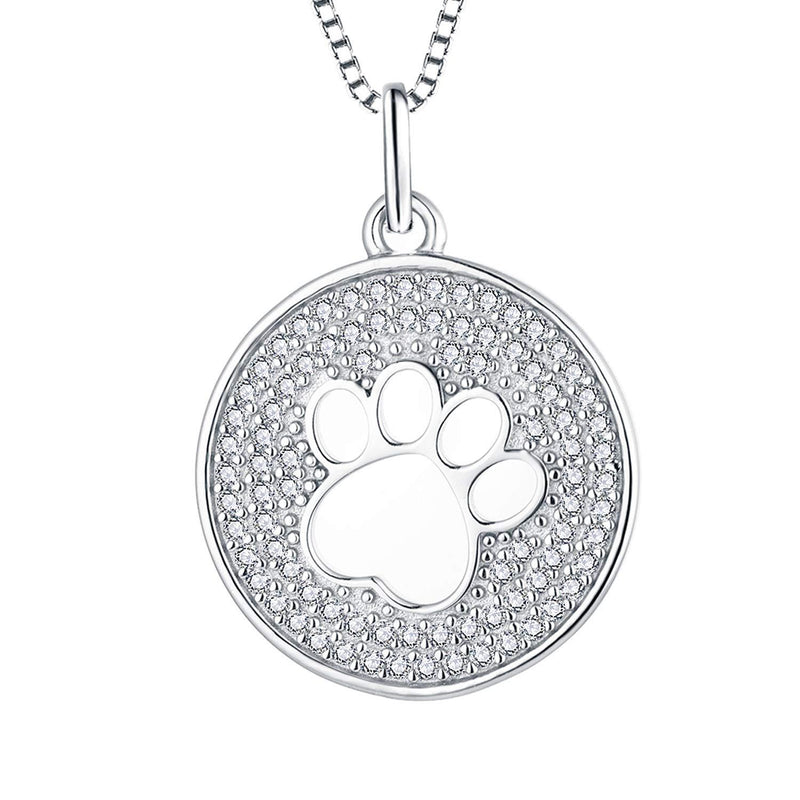 [Australia] - YL Dog Paw Print Necklace 925 Sterling Silver Paw Pendant Necklace 