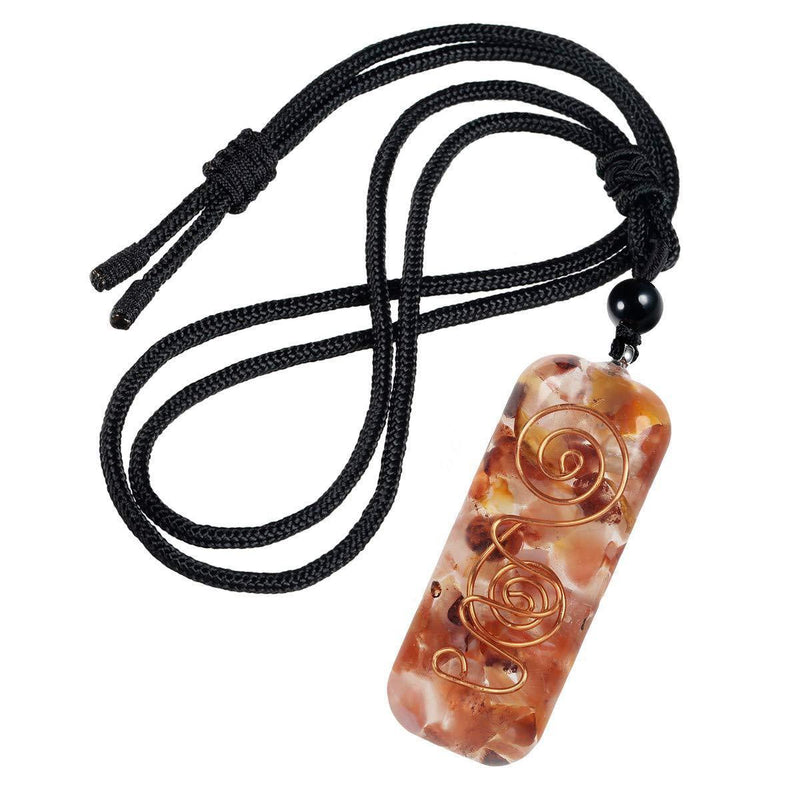 [Australia] - Nupuyai Spiral Healing Crystal Necklace for Women Men, Chakra Stone Pendant with Adjustable Cord 65cm 01-Carnelian 