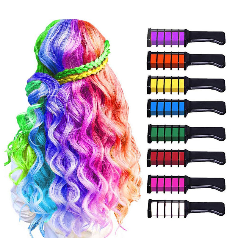 [Australia] - Hair Chalks for Girls Kids, MSDADA 8 Color Temporary Bright Coloured Hairspray for Kids Birthday Gifts for Girls Age 4 5 6 7 8 9 10 11 12+ Hair Colour Dye for Kids Mother's Day Easter Children's Day 