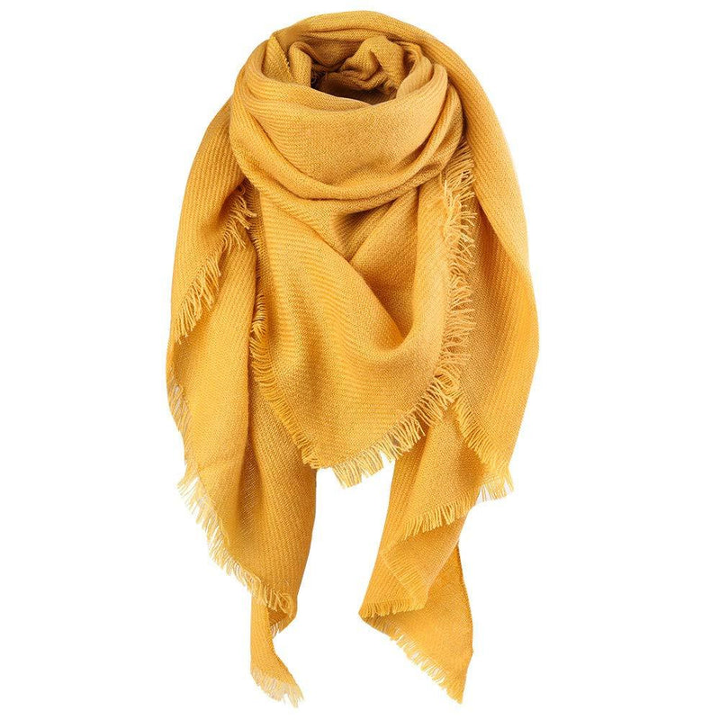 [Australia] - Genfien Women Scarf Large Wrap Stole Square Blanket Shawls for Women Solid Color Kerchief Warm Thick Wedding Party Autumn Winter Gift For Ladies 140 * 140cm Yellow 