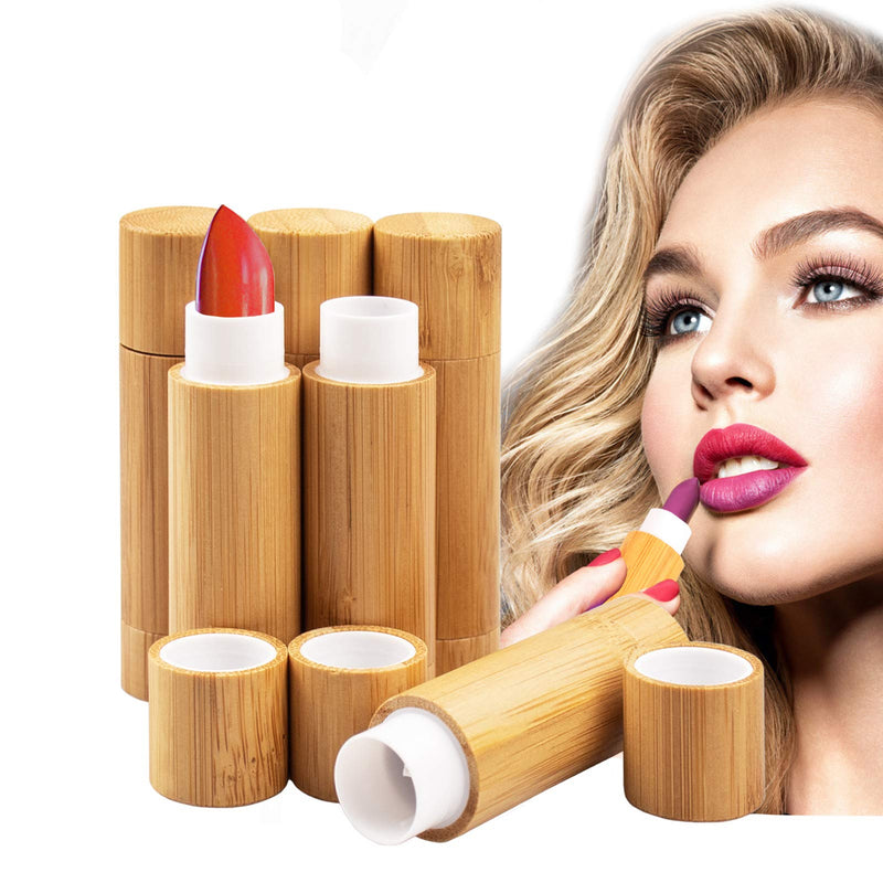 [Australia] - 6Pcs Bamboo Empty Lipstick Tubes, MERYSAN 5.5g Refillable DIY Lip Balm Tube Containers, Cosmetic Lipstick Lip Gloss Deodorant Case Holder For Women Girls Makeup 6Pcs 