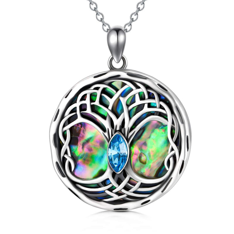 [Australia] - Celtic Tree of Life Necklace Sterling Silver Family Tree Pendant Necklace, Birthday Jewellery Gifts for Women Her Blue 